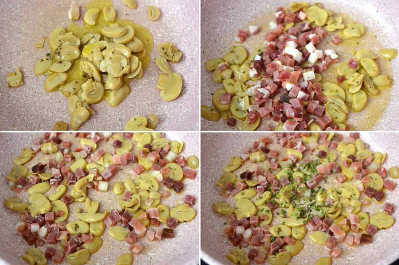 funghi e speck