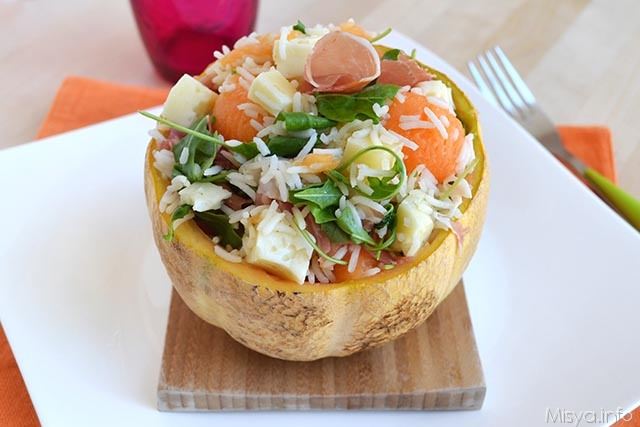 Insalata di riso prosciutto e melone