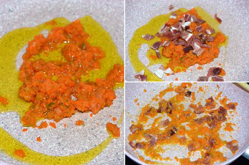 soffriggere carote pancetta