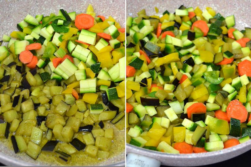 2 aggiungere zucchine melanzane