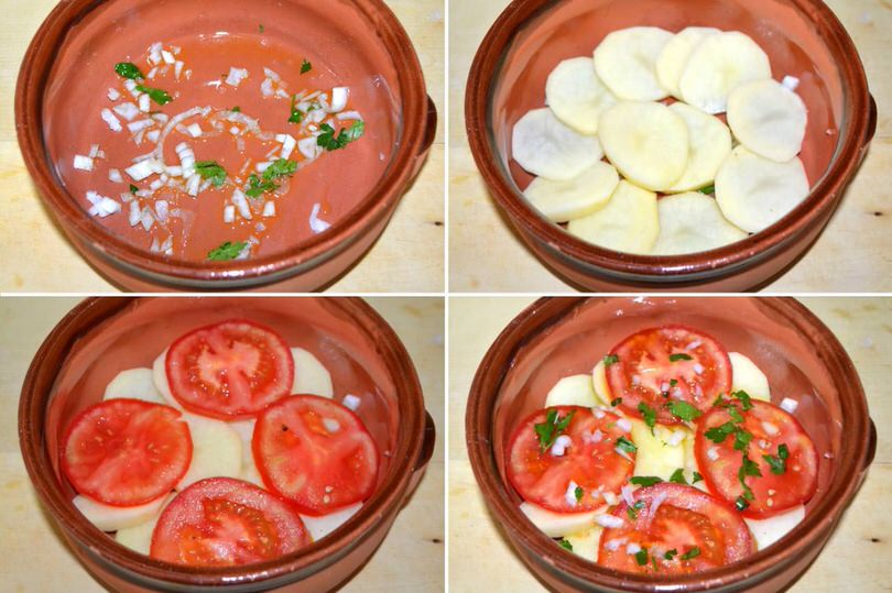 3 strato patate e pomodori
