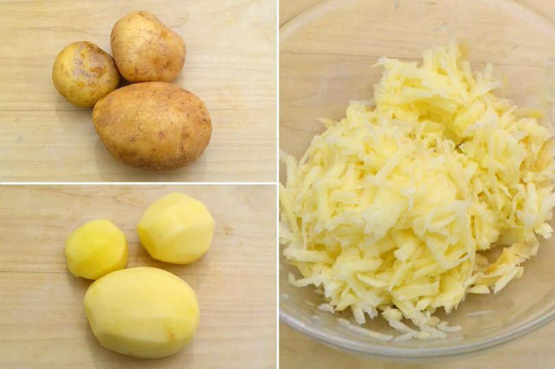 sbucciare e grattugiare patate