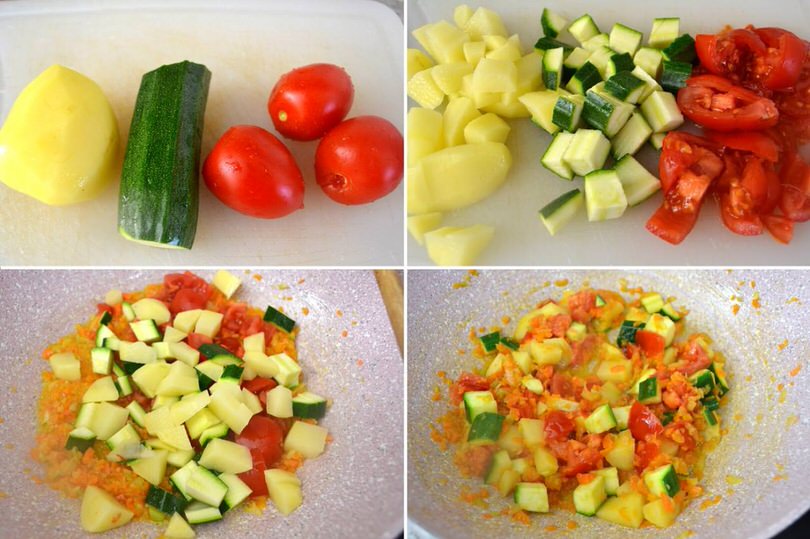 3 tagliare e soffriggere verdure