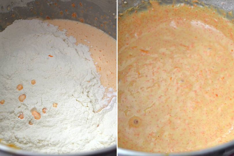 4 aggiungere farina e amalgamare