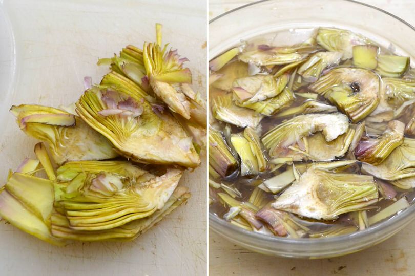 2 carciofi in acqua e limone