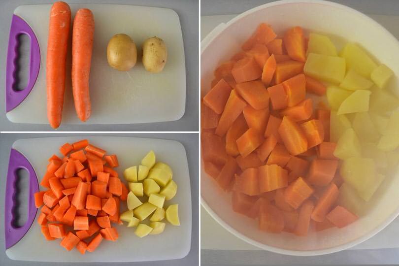 1 tagliare carote e patate