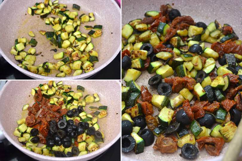 2 zucchine olive pomodori