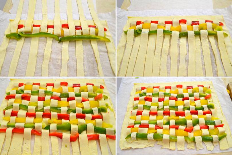 4 intrecciare peperoni e pasta sfoglia