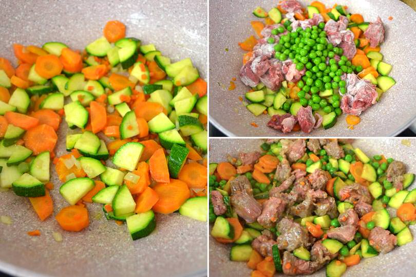 3 aggiungere carne