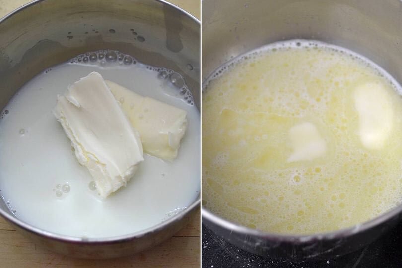1 sciogliere burro e latte
