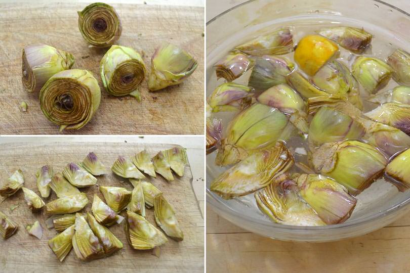 1 pulire e tagliare i carciofi