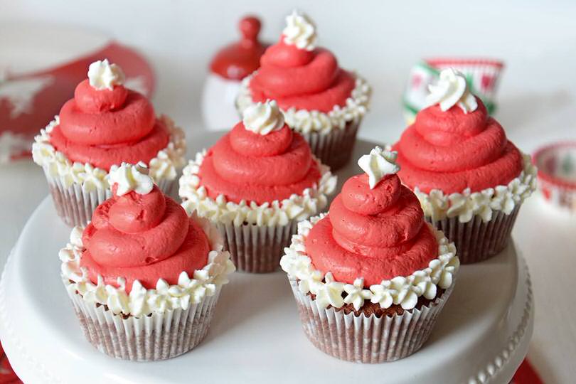 Santa hat cupcakes