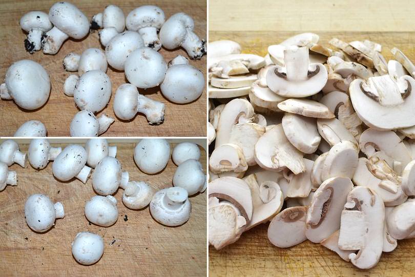 1 pulire e tagliare i funghi