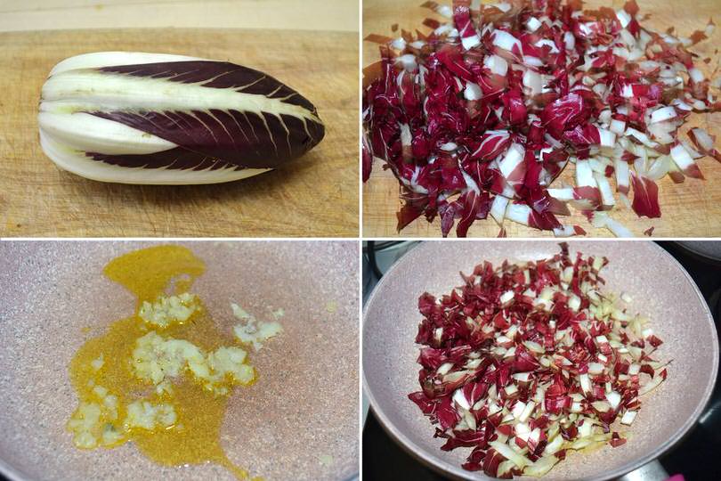 1 tagliare e cuocere radicchio