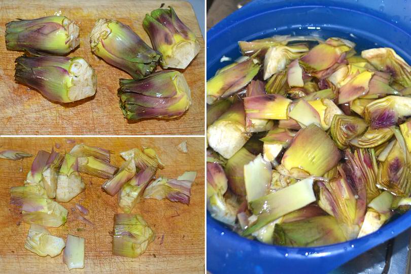 1 pulire e tagliare carciofi
