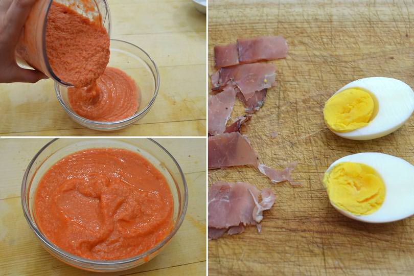 4 aggiungere uova e prosciutto