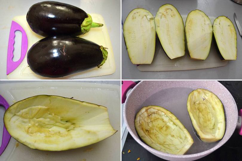 1 svuotare e cuocere melanzane