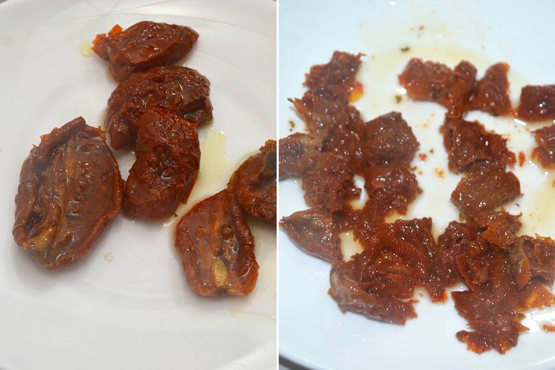 3 tagliare pomodori secchi