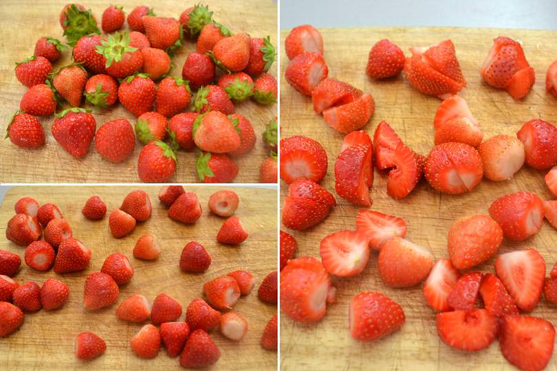 1 pulire e tagliare fragole