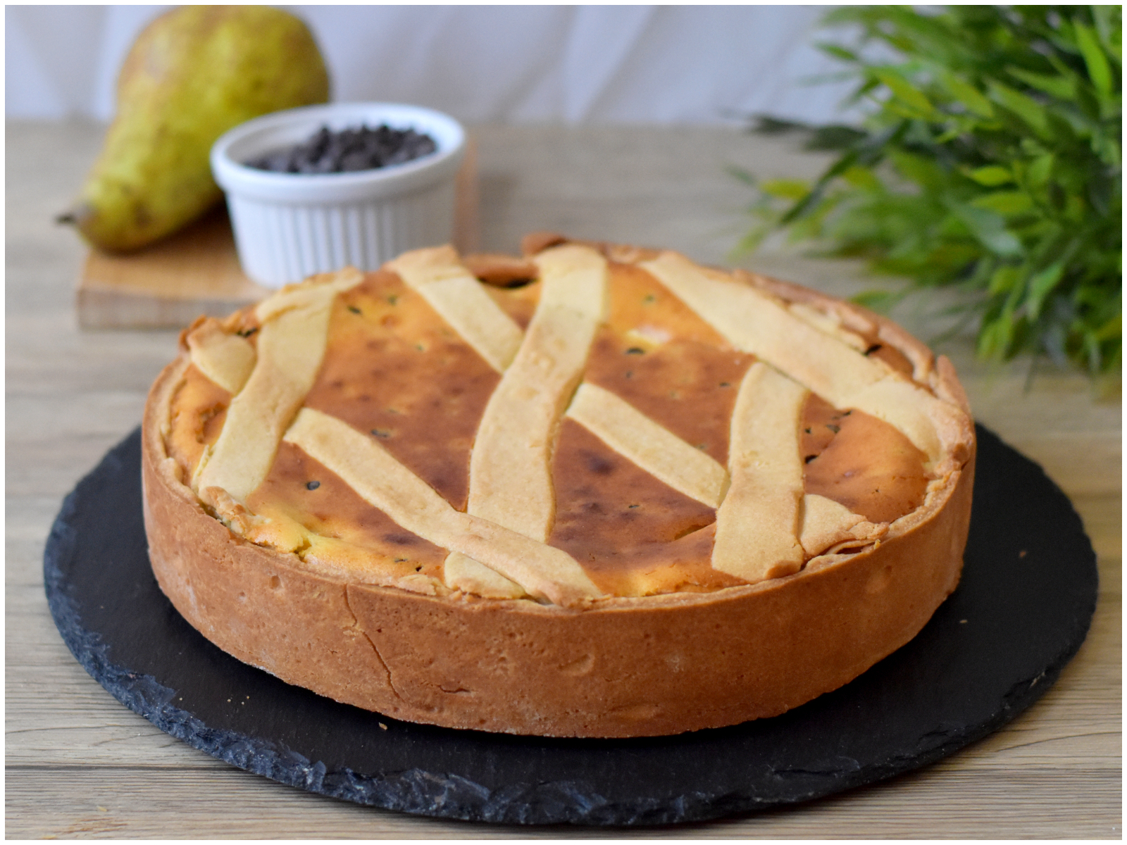 Crostata ricotta pere e cioccolato